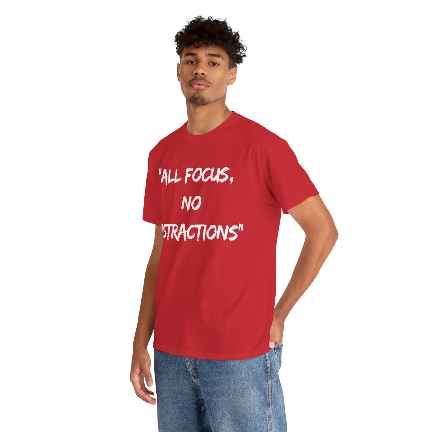 Motivational Unisex Heavy Cotton Tee - "All Focus, No Distractions"