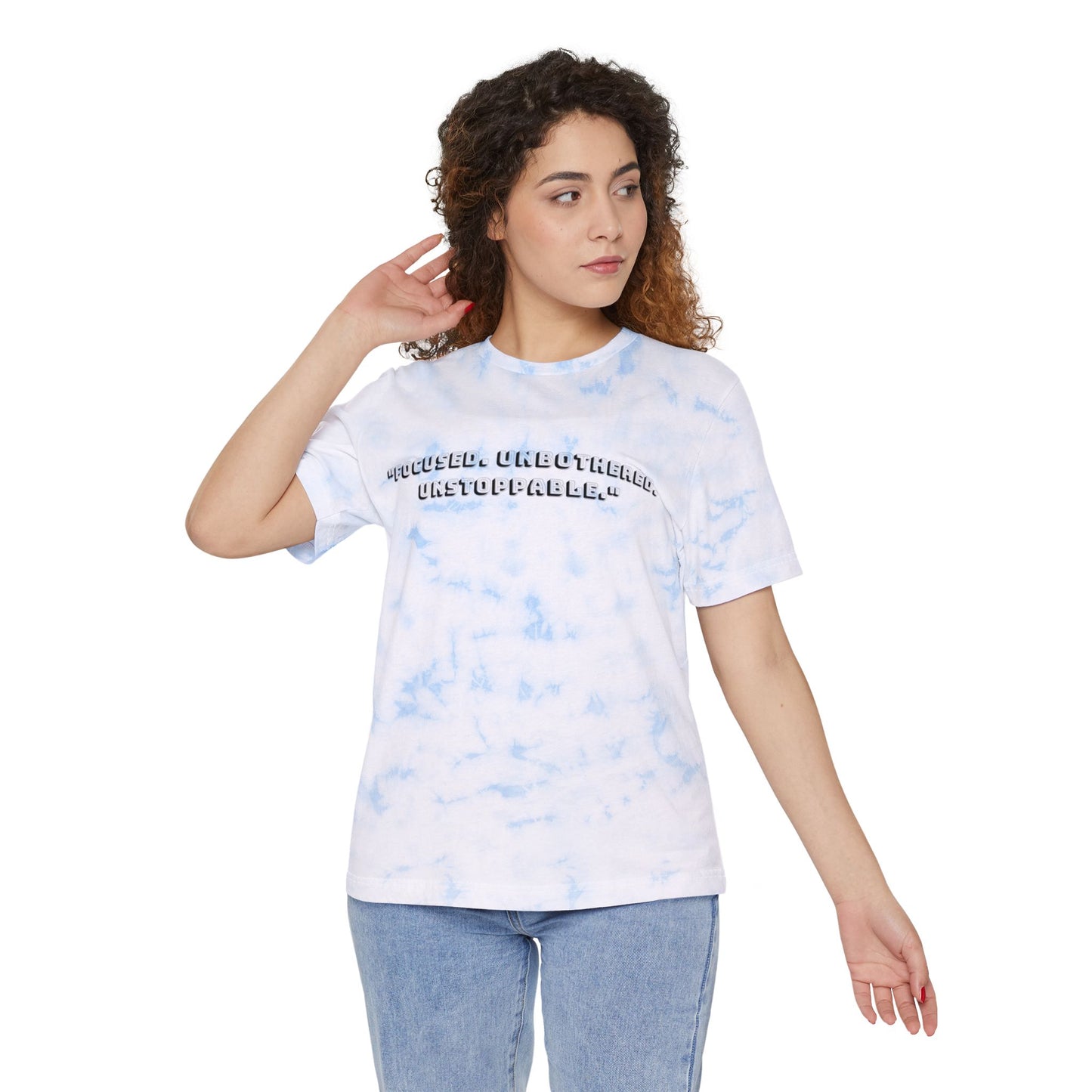 Unisex Tie-Dye Motivational T-Shirt - Focused, Unbothered, Unstoppable