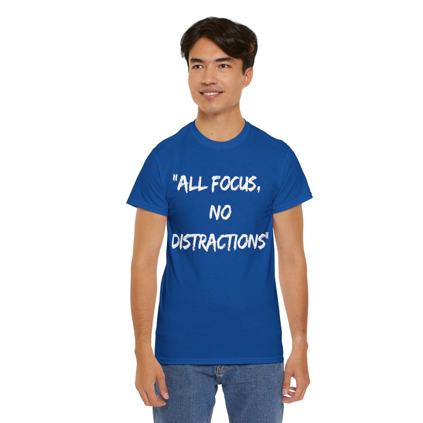 Motivational Unisex Heavy Cotton Tee - "All Focus, No Distractions"