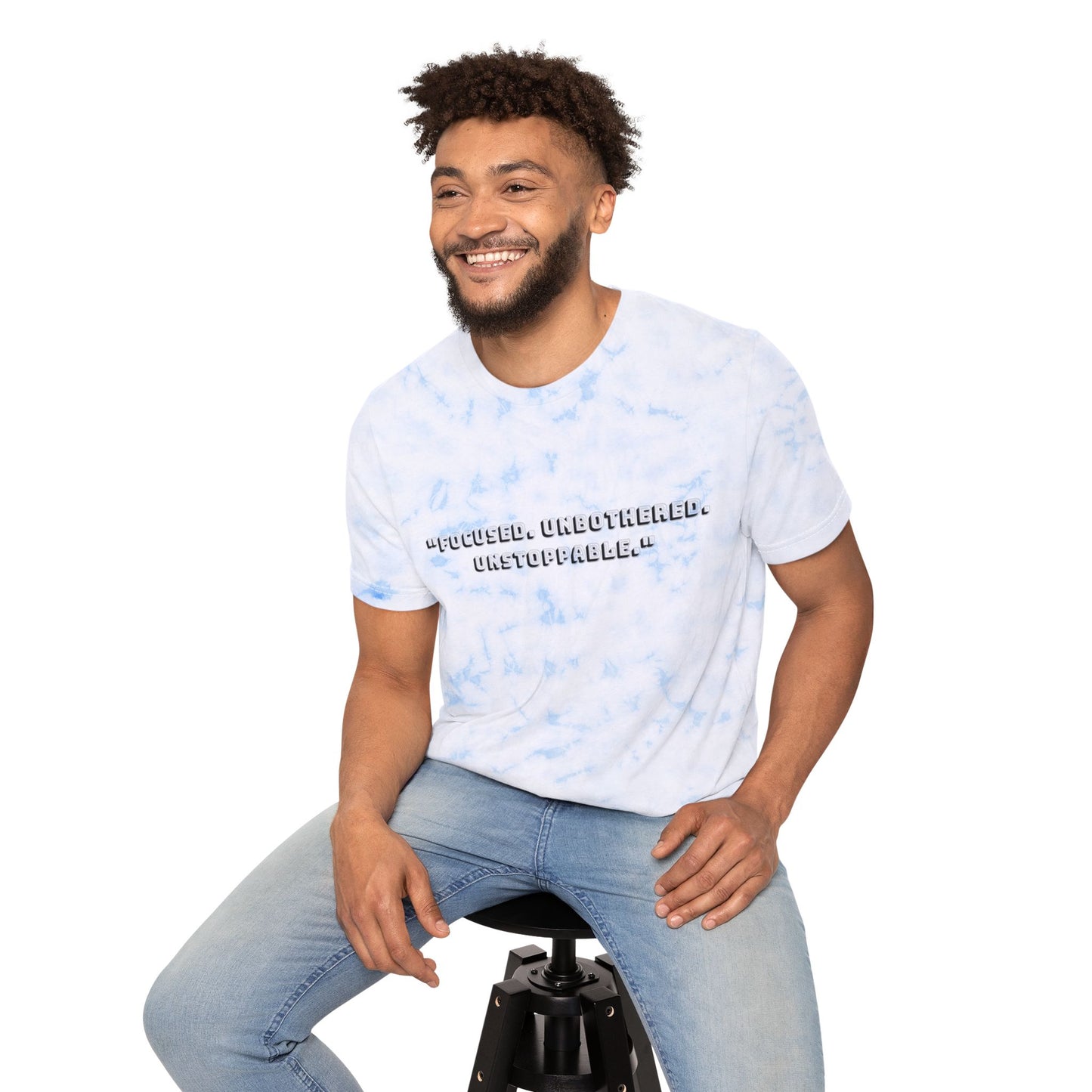 Unisex Tie-Dye Motivational T-Shirt - Focused, Unbothered, Unstoppable