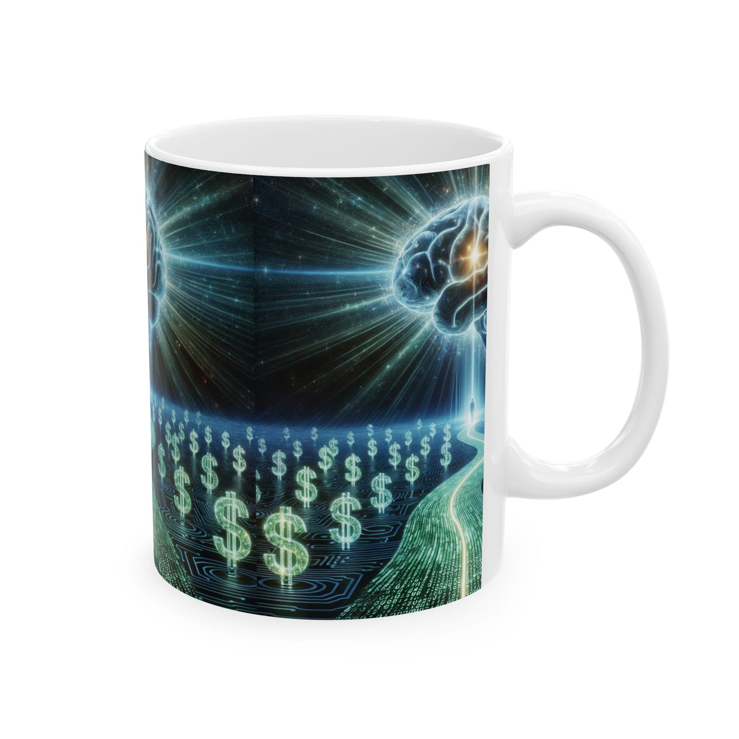 Cosmic Brain Ceramic Mug, Ideal for Coffee Lovers, Gift for Gamers, Motivational Design, Perfect for Birthdays, Home Office Use, 11oz & 15oz