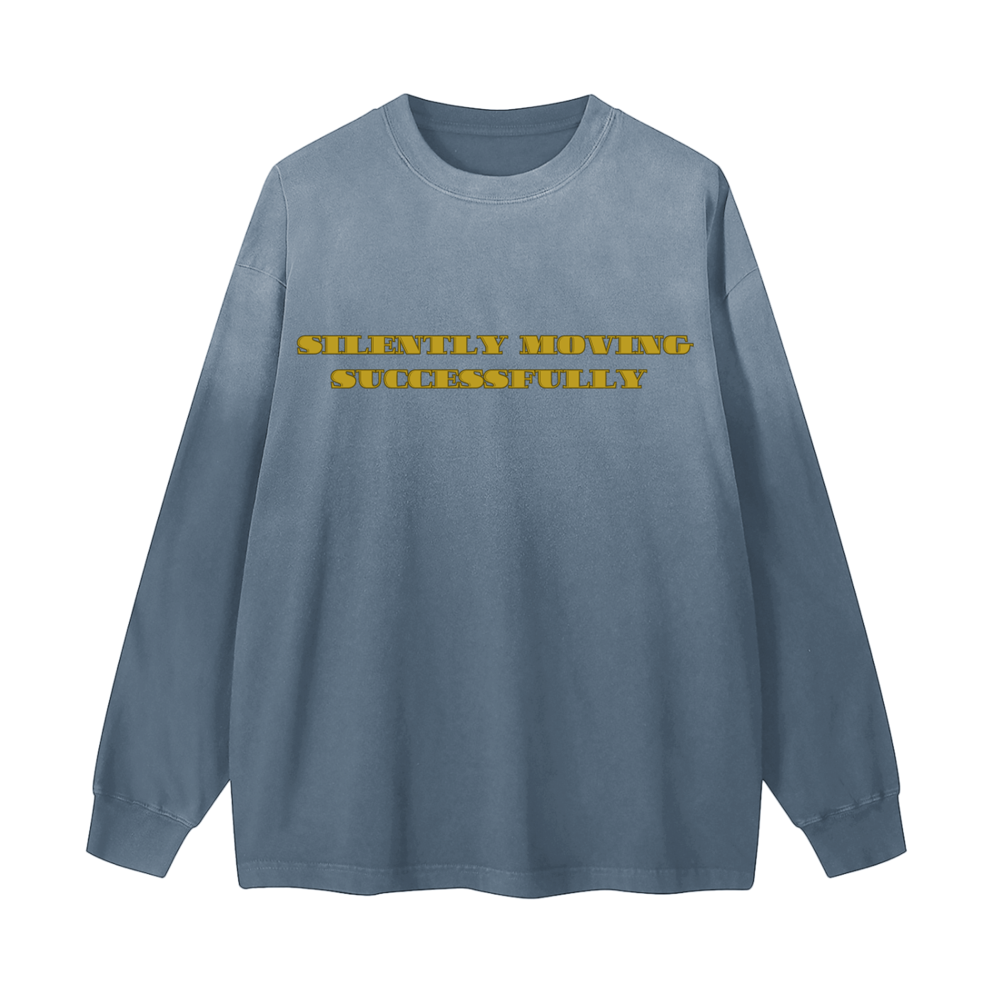 Silently Moving Successfully Gradient Vintage Washed Long Sleeve Tee - 270 GSM