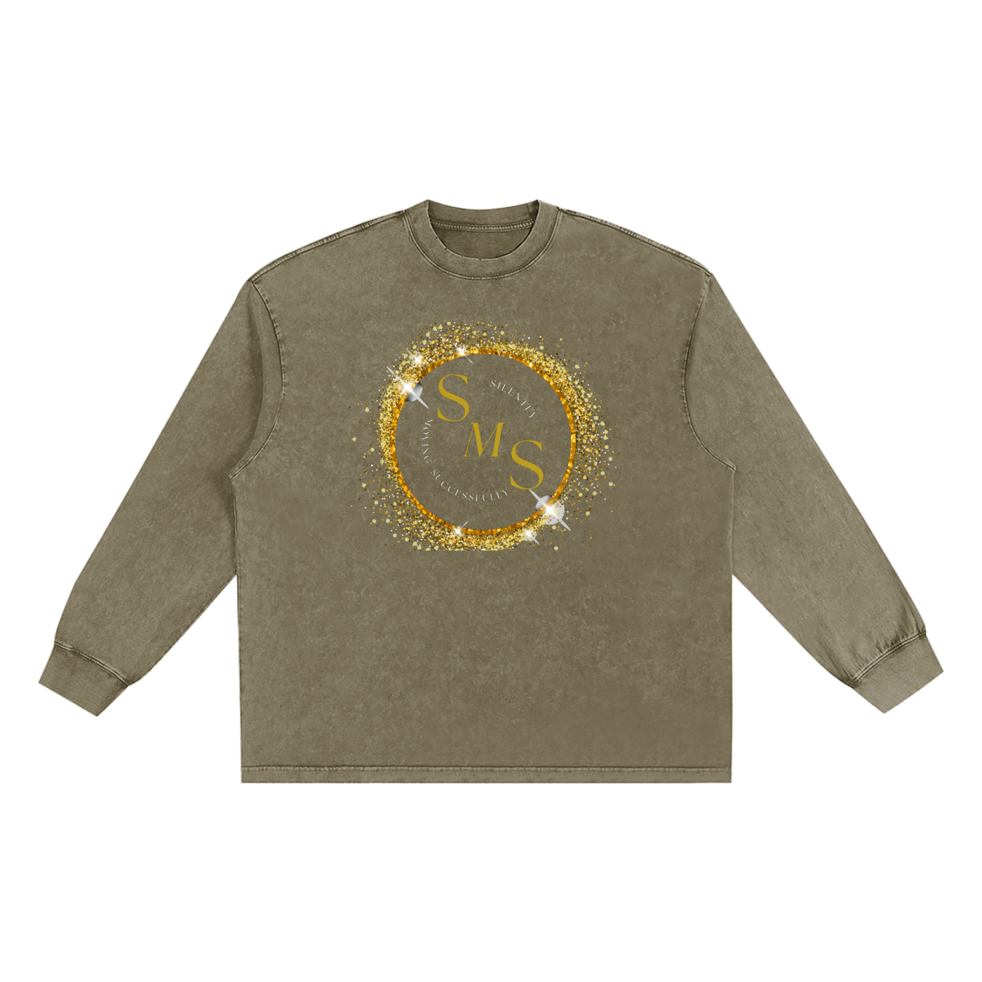 Silently Moving Successfully Snow Washed Oversize Long Sleeve T-shirt