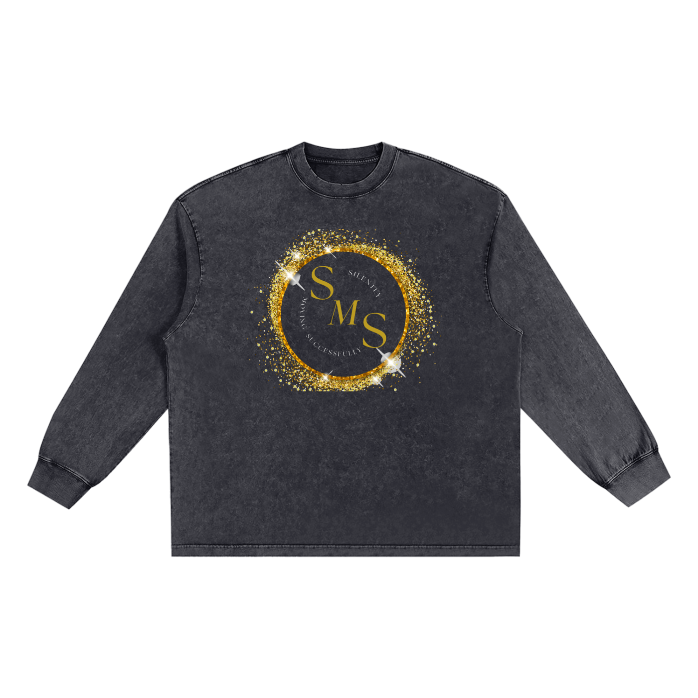 Silently Moving Successfully Snow Washed Oversize Long Sleeve T-shirt