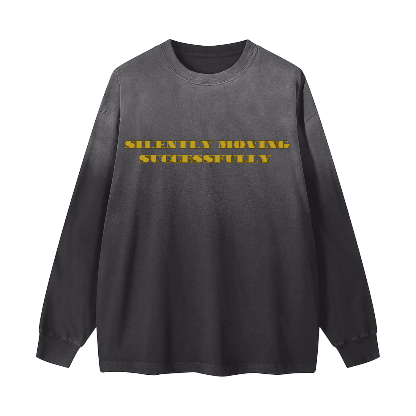 Silently Moving Successfully Gradient Vintage Washed Long Sleeve Tee - 270 GSM