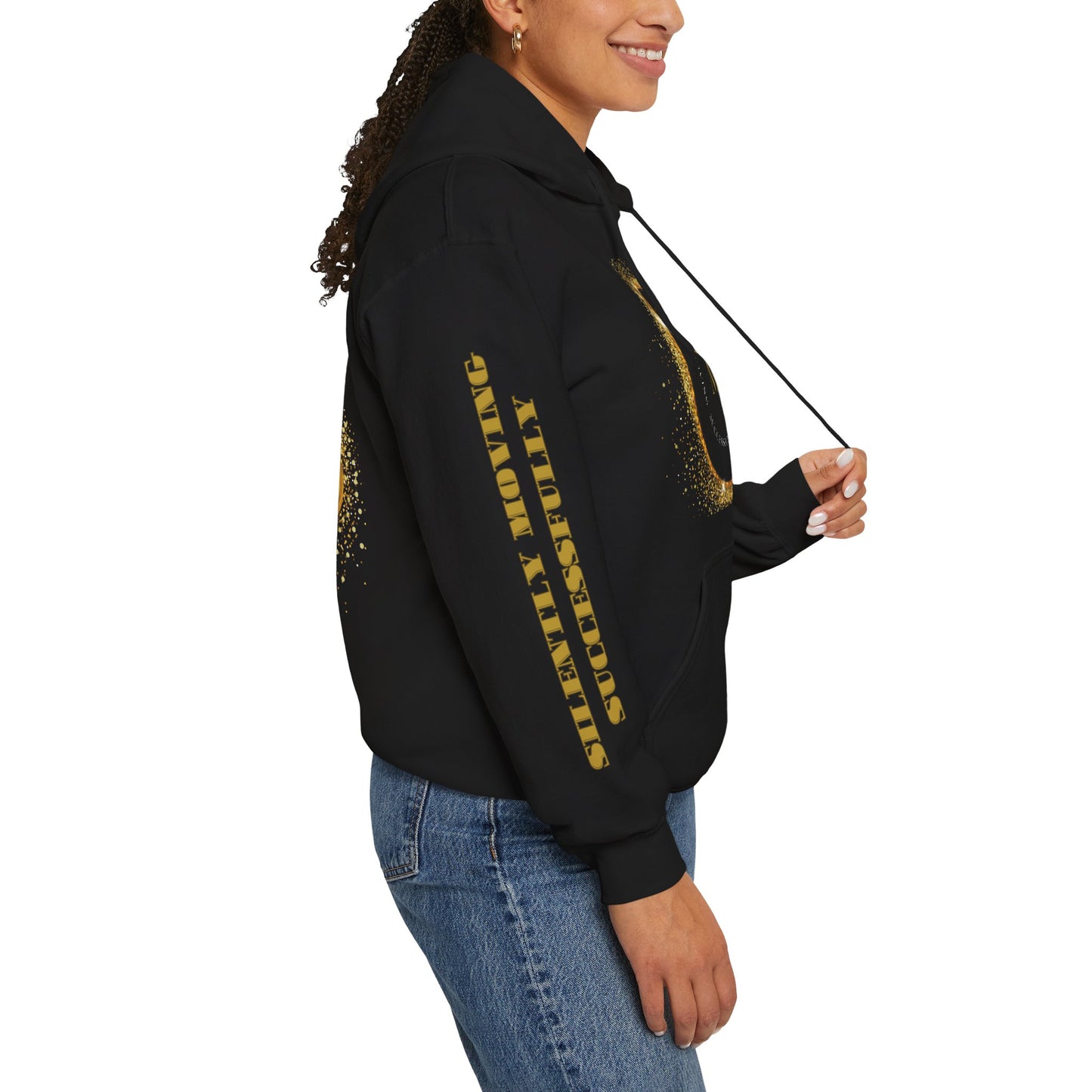 Silently Moving Successfully Logo Sleeve Hoodie - Silently Moving Successfully