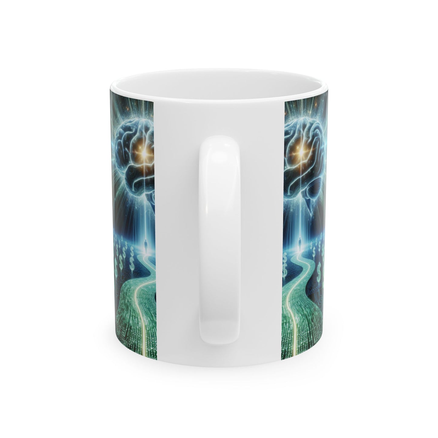 Cosmic Brain Ceramic Mug, Ideal for Coffee Lovers, Gift for Gamers, Motivational Design, Perfect for Birthdays, Home Office Use, 11oz & 15oz