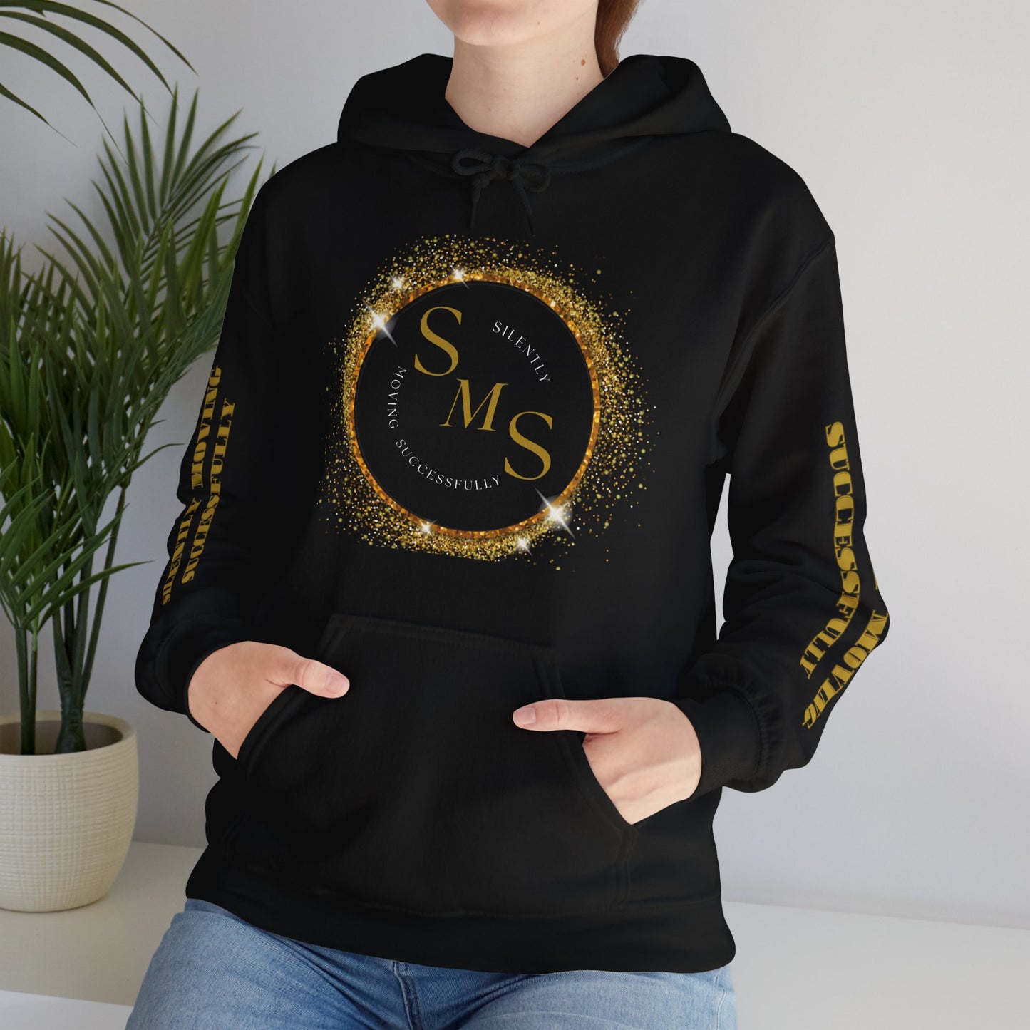 Silently Moving Successfully Logo Sleeve Hoodie - Silently Moving Successfully