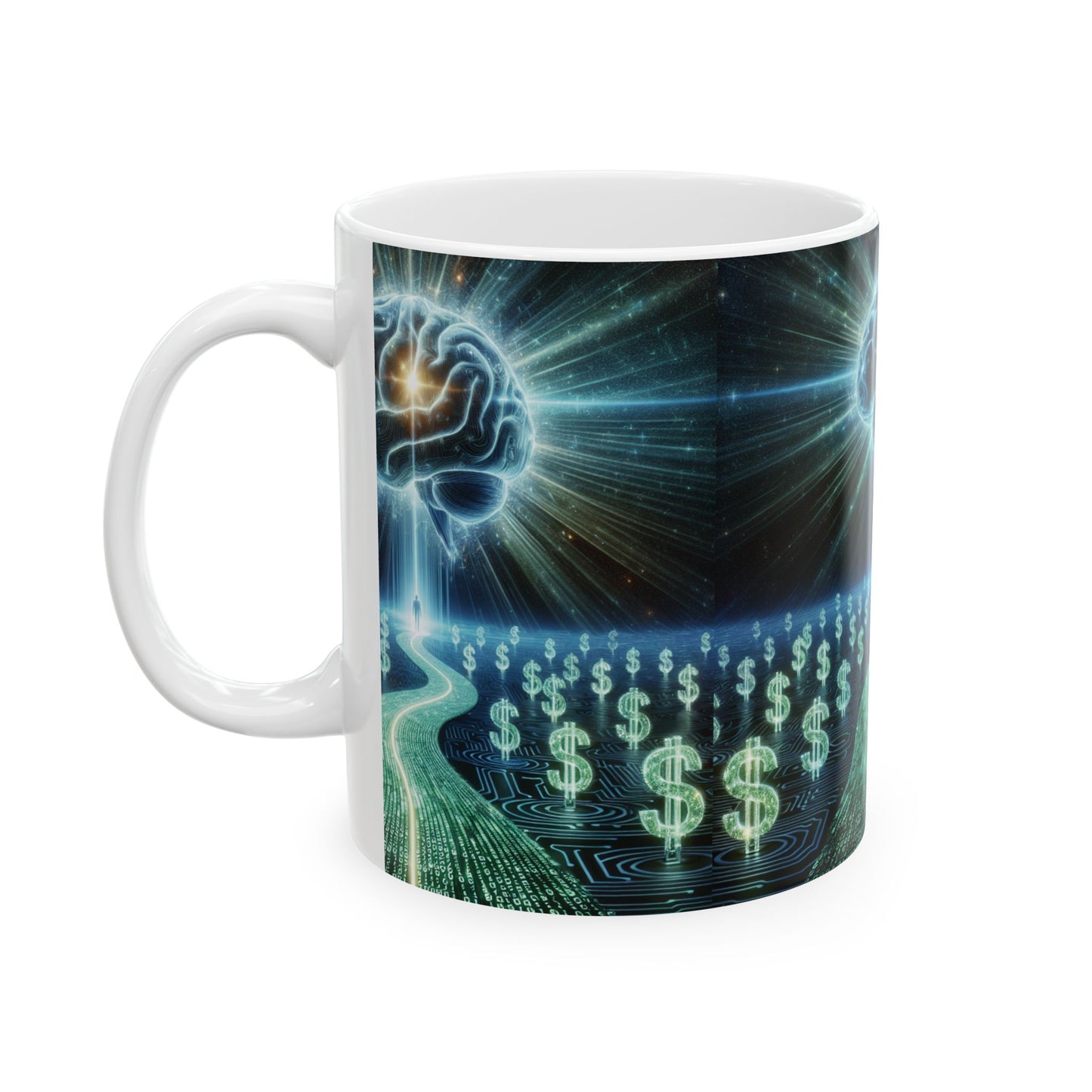 Cosmic Brain Ceramic Mug, Ideal for Coffee Lovers, Gift for Gamers, Motivational Design, Perfect for Birthdays, Home Office Use, 11oz & 15oz