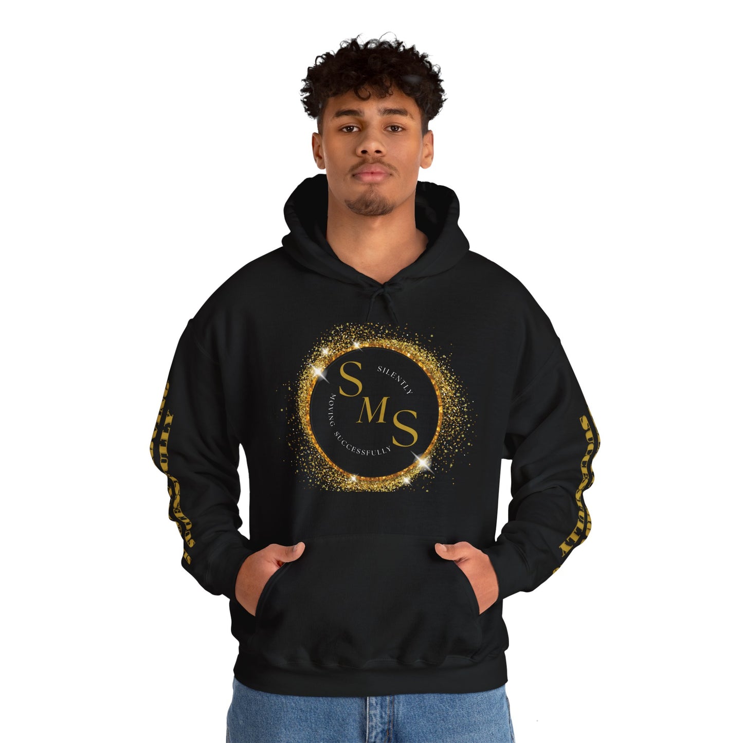 Silently Moving Successfully Logo Sleeve Hoodie - Silently Moving Successfully