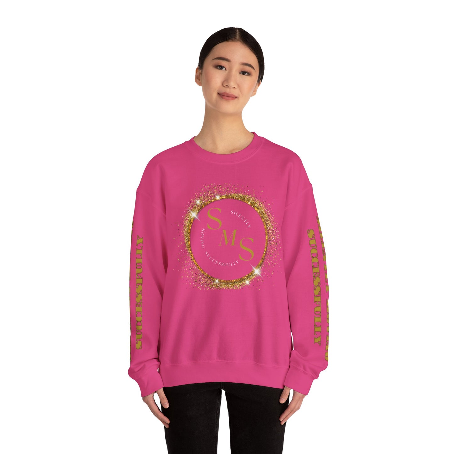 Silently Moving Successfully Logo Sleeve Crewneck Sweatshirt