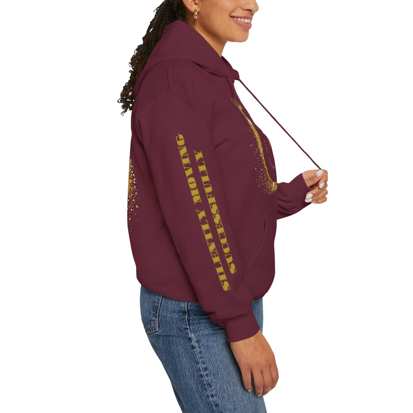 Silently Moving Successfully Logo Sleeve Hoodie - Silently Moving Successfully