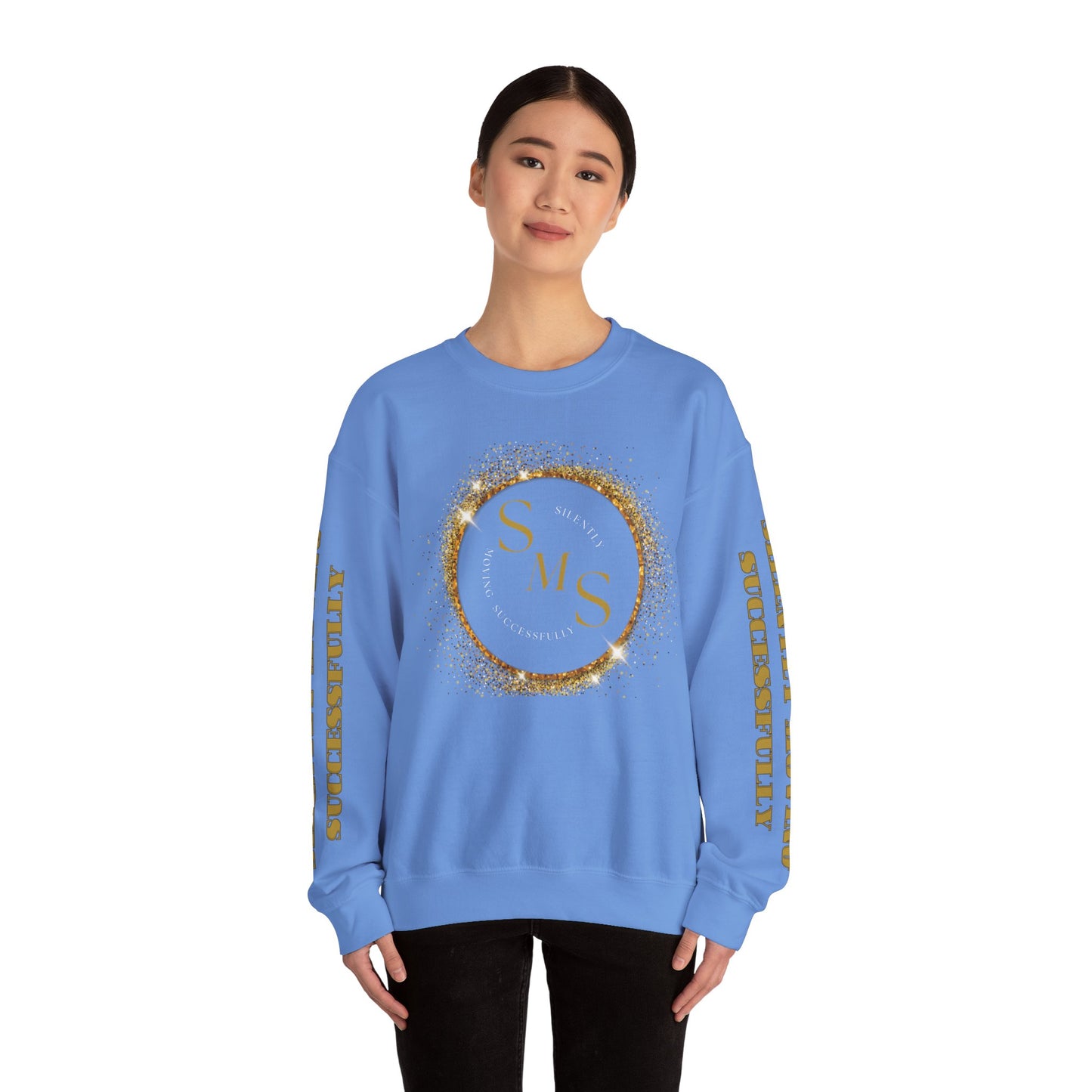 Silently Moving Successfully Logo Sleeve Crewneck Sweatshirt