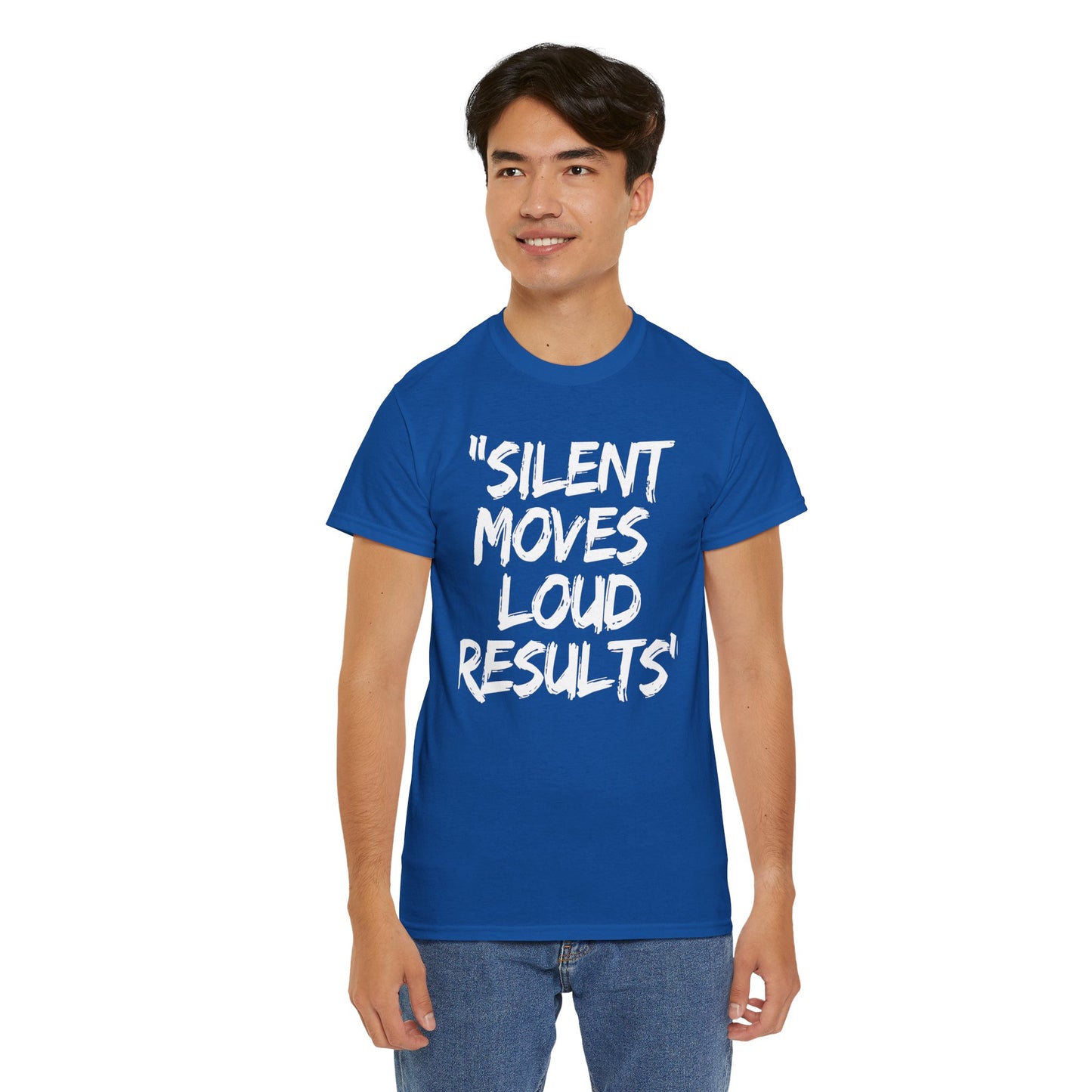 Silent Moves Loud Results Motivational Unisex Heavy Cotton Tee
