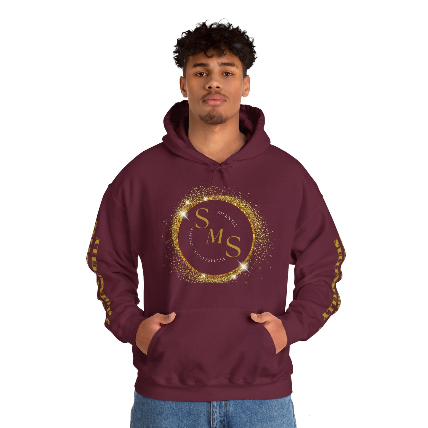 Silently Moving Successfully Logo Sleeve Hoodie - Silently Moving Successfully