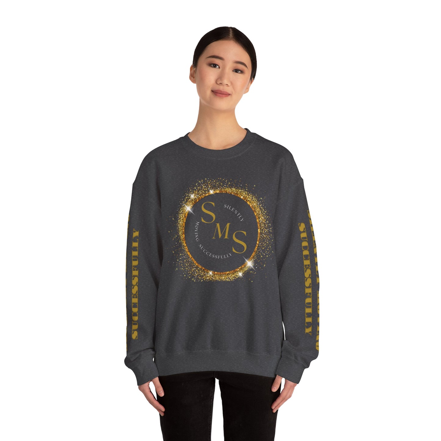 Silently Moving Successfully Logo Sleeve Crewneck Sweatshirt