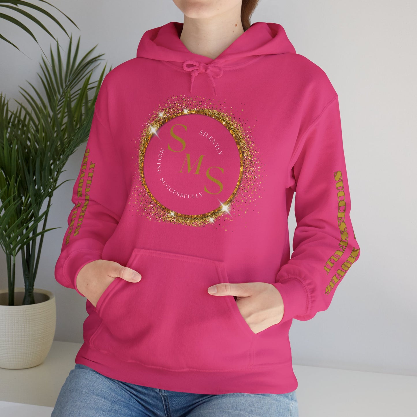 Silently Moving Successfully Logo Sleeve Hoodie - Silently Moving Successfully